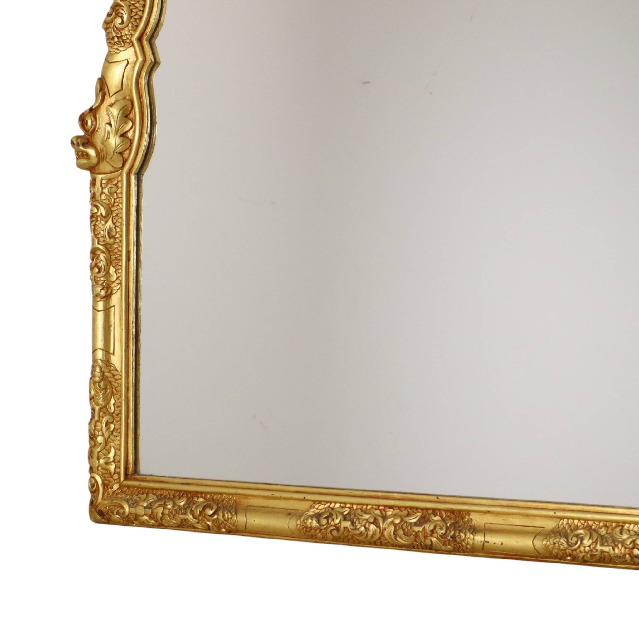 Large Classic Wooden Mirror, Rococo Style Chinoiserie, 124 cm