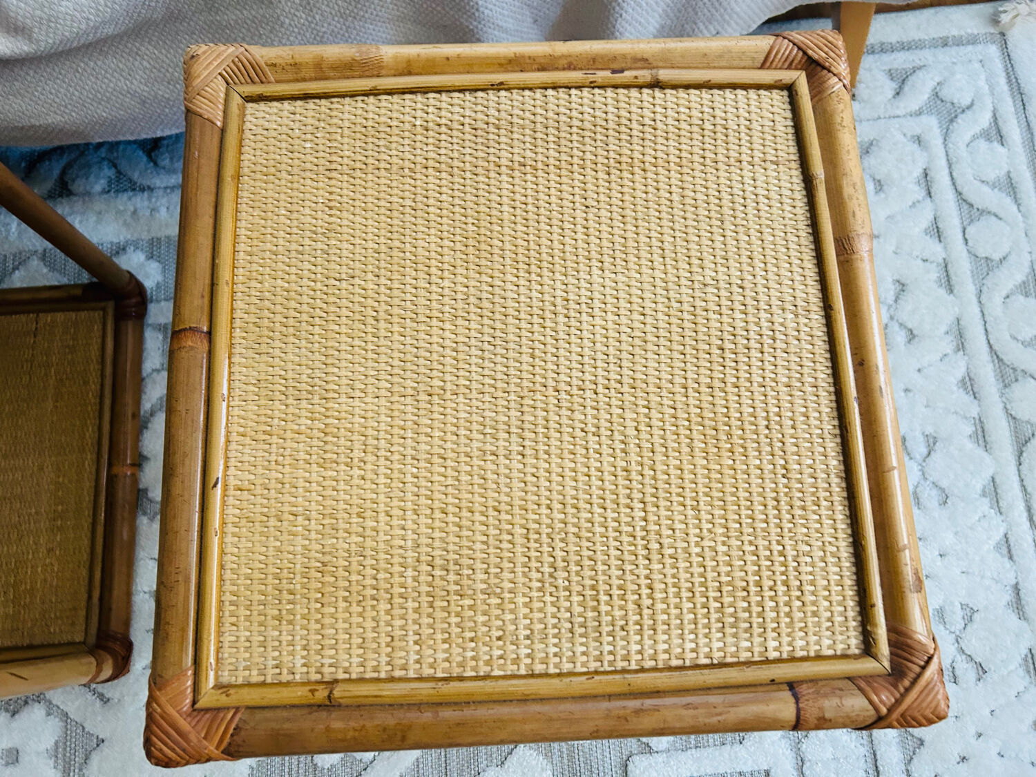 Set of two rattan bedside or side tables