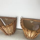 Pair of vintage bamboo wall lights