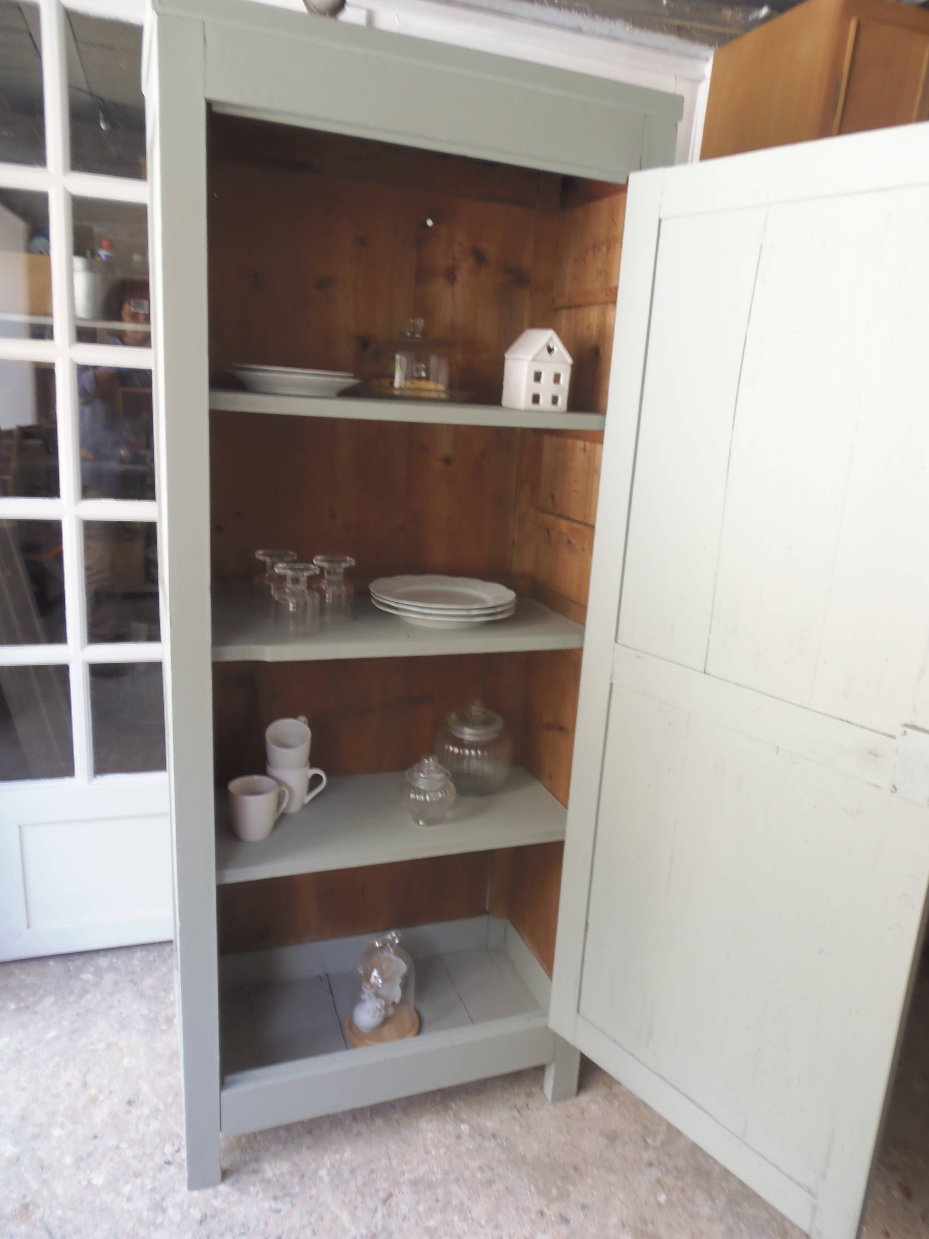 Vintage Parisian wardrobe with 1 vintage door re-enchanted in verdigris