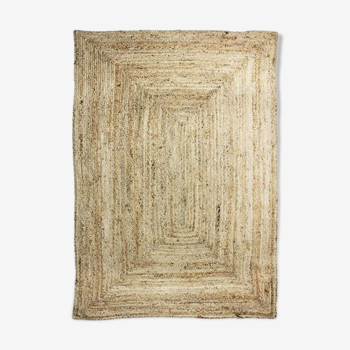 Jute rug 160x230 cm white outline