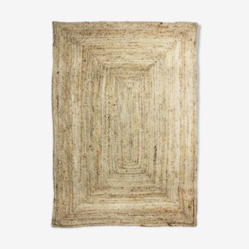 Tapis en jute 160x230 cm contour blanc