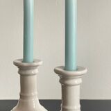 Pair of white ceramic candle holders