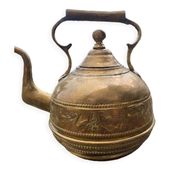 Old teapot artisanal xxth / antique brass hand made / brass kettle