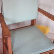 Pair of wooden bridge armchairs from the 1950s, vintage chairs.