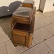Set of 2 marble and wood bedside tables