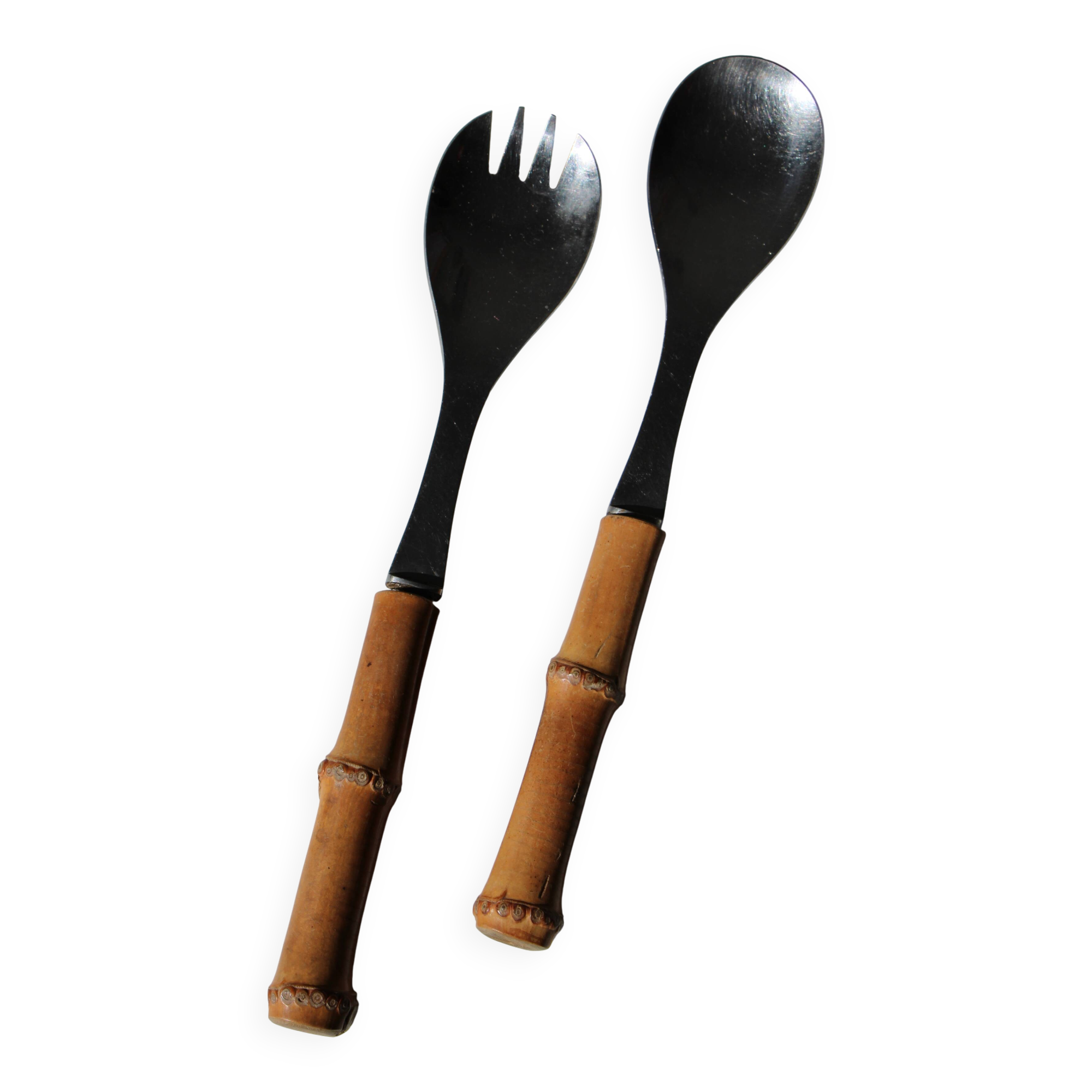 Vintage bamboo salad cutlery