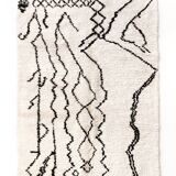 Moroccan Berber rug Azilal ecru and black 2.08x1.33m