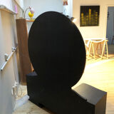 Coiffeuse au miroir rond vintage noire