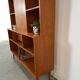 Deens hoge teak vakkenkast met bar vintage wandkast