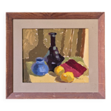 Mid-Century Modern Swedish "Lemons & Pots" Vintage Still Life Oil Painting, 1949