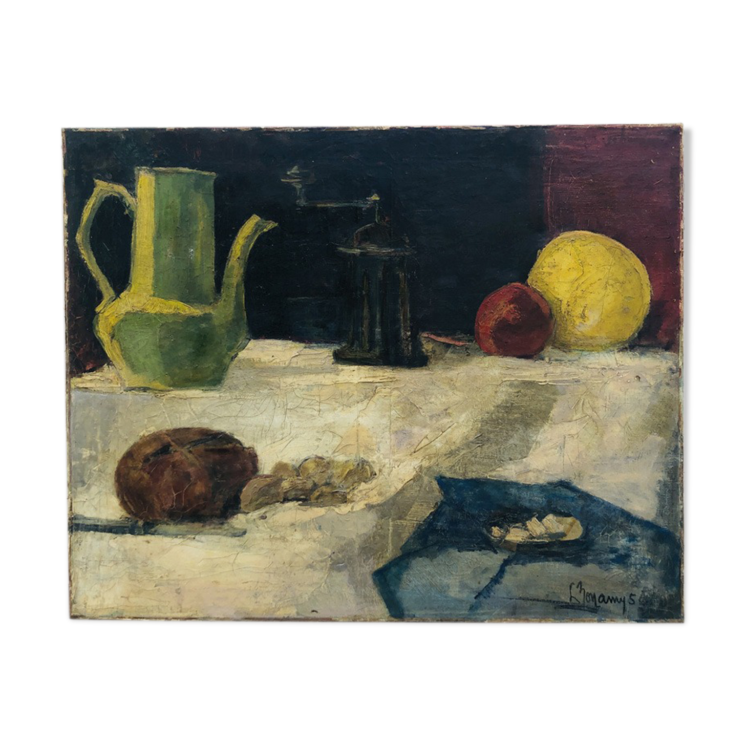 Tableau 1954 "Nature morte" signé L.Bonamy