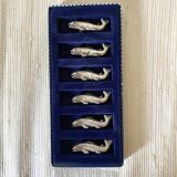 Silver metal fish knife holder