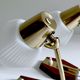 Pair of Scandinavian vintage table or bedside lamps, teak and glass, 60s