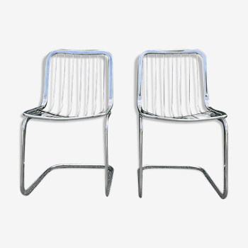 2 chaises en acier chromé des années 70