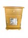 Chevet vintage relooké - jaune ocre et motif végétal