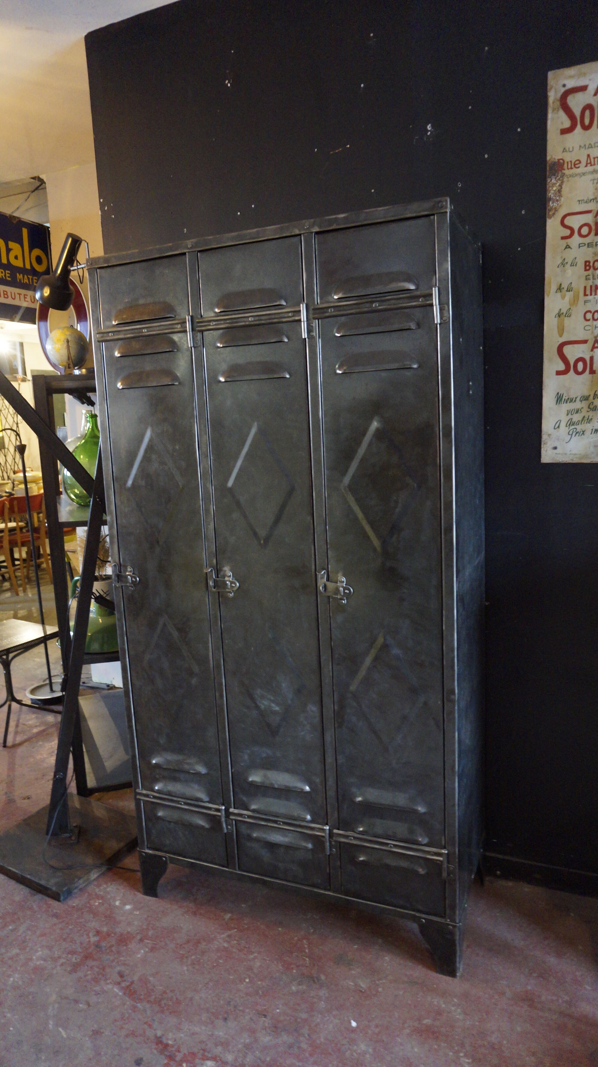 Industrial locker room three doors