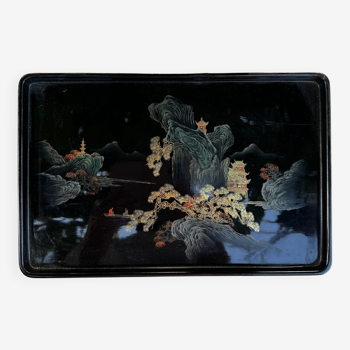 Asian lacquered wood tray