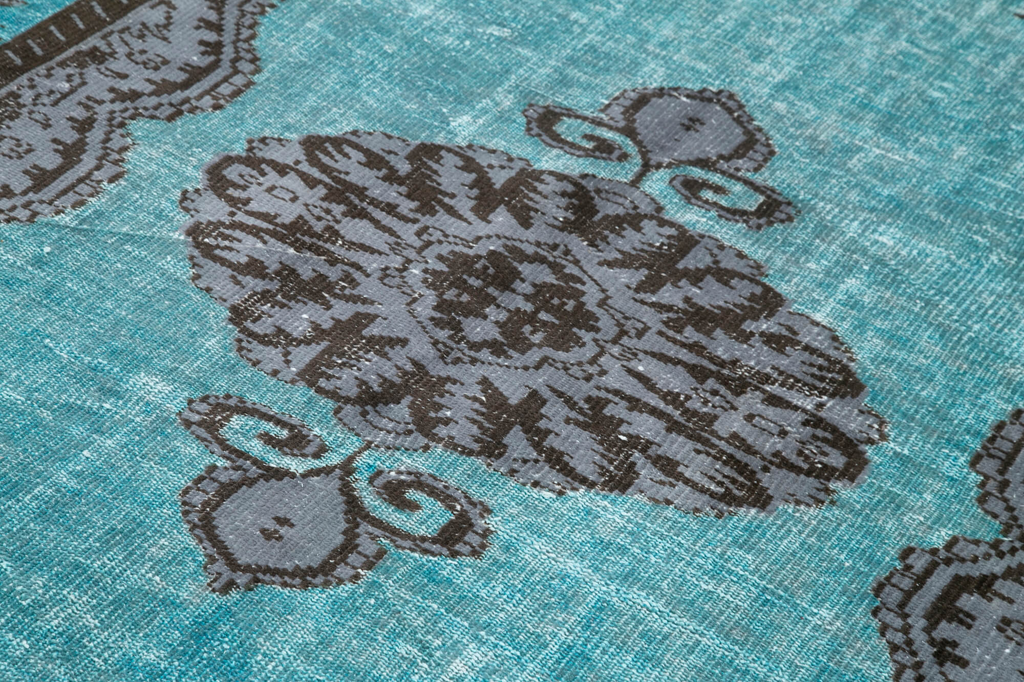 Handmade Rustic Anatolian 1980s 180 cm x 275 cm Turquoise Rug
