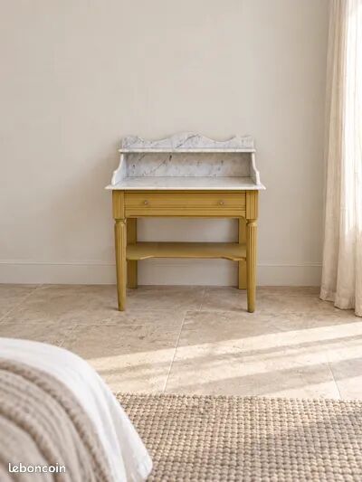 Antique wooden dressing table with painted finish and white marble – Farrow & Ball No. 66