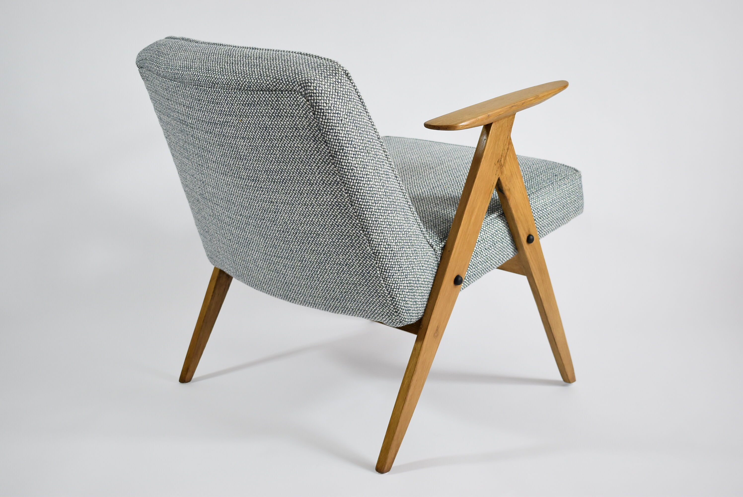 Original vintage armchair, 60s, fully restored, grey fabric