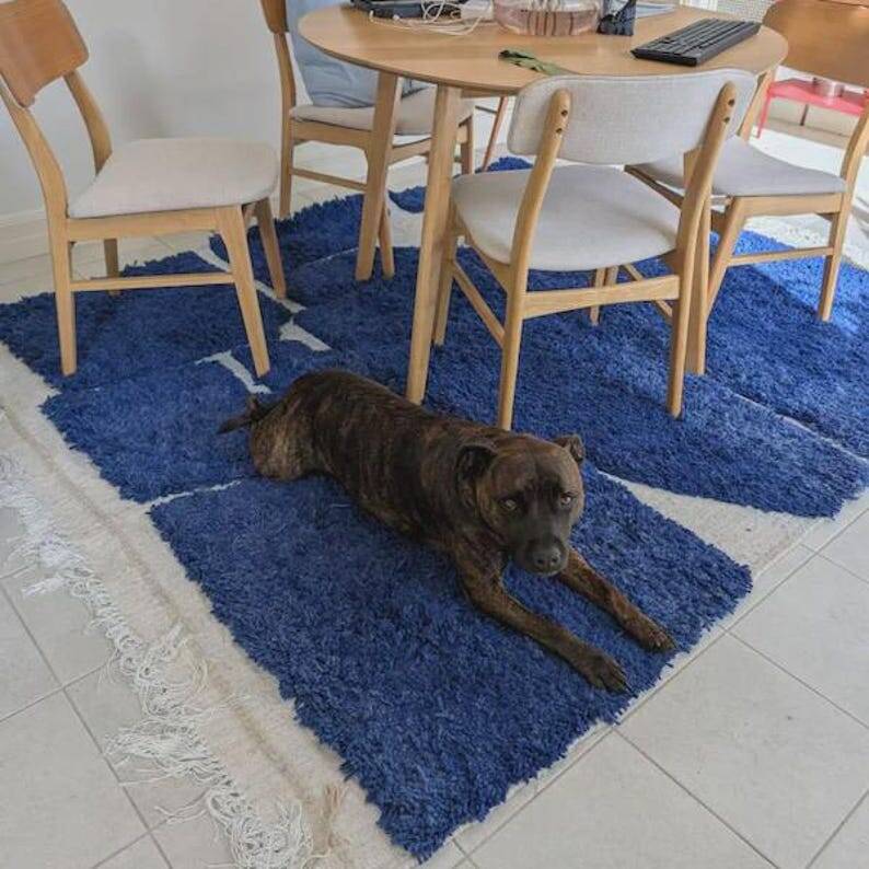 Moroccan rug, blue, 150/250cm