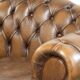 English cowhide leather Chesterfield 2-seater sofa in a luxurious colour