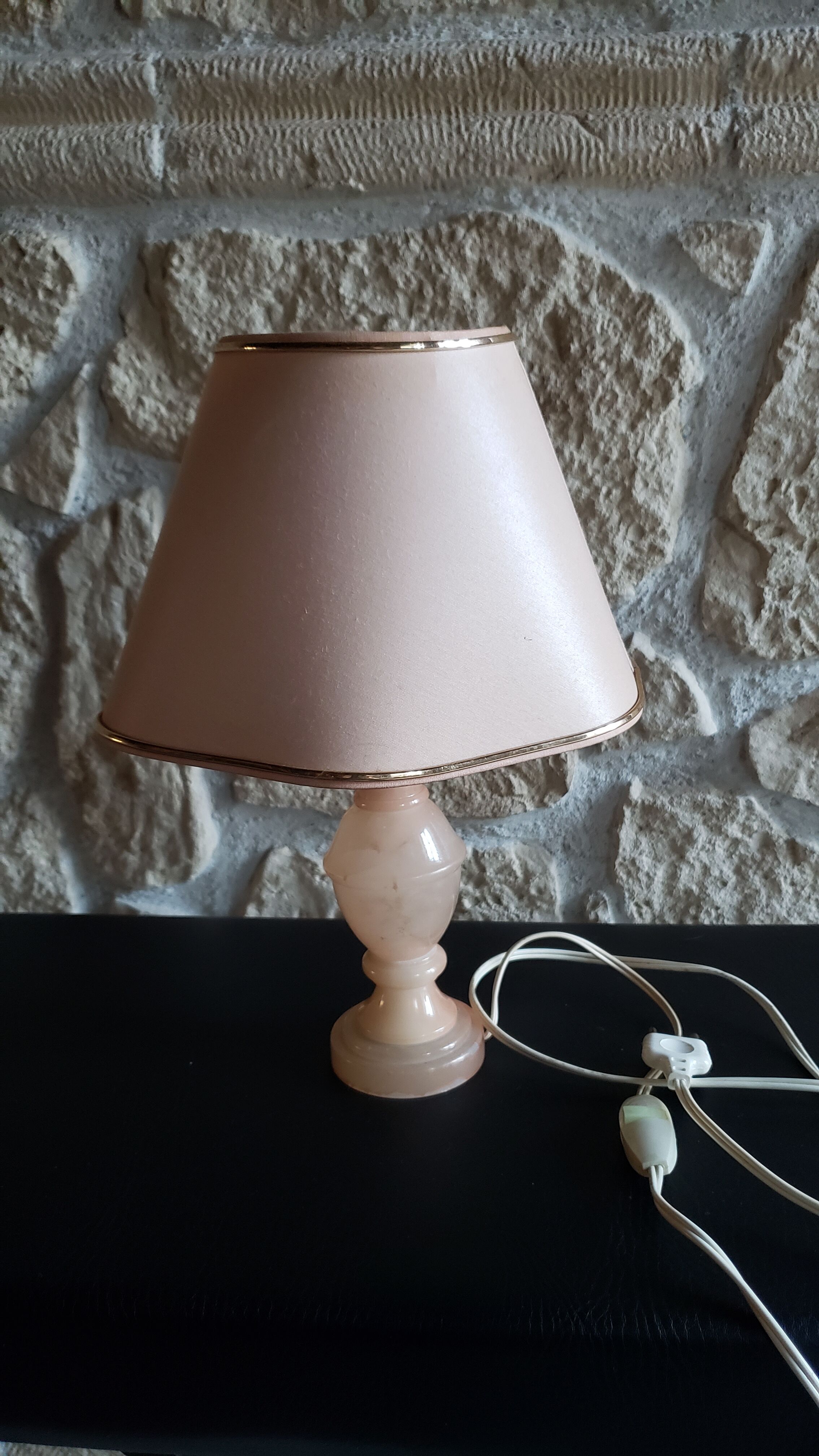 Bedside lamp pink marble foot