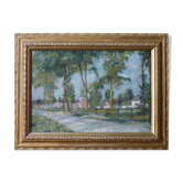 Sunny village entrance - Oil on canvas