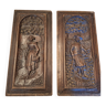 2 carved wooden plaques