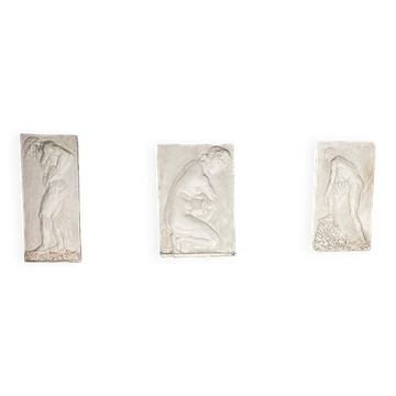 Set of 3 original plaster casts from the academy after the antique, circa 1900