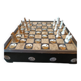 Chess in wood and mother-of-pearl