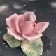 Pink candle holder in slip, old biscuit