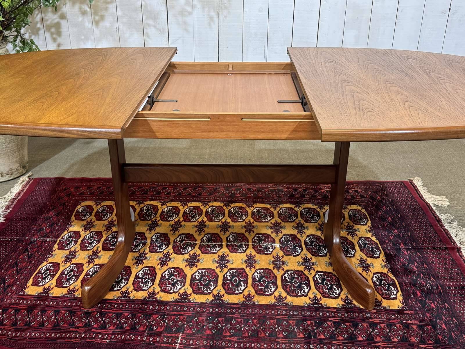 G-Plan oval teak table from the 1970s with a butterfly extension.