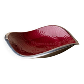 Vintage red enamelled metal bowl - steel fruit bowl, textured red interior - Italy 1970s - table decoration, noble gift idea