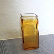 Vintage amber bubble glass vase from the 1960s, Scandinavian.