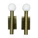 Pair of Lucky Brilliant wall sconces, brass and white globes, Art Deco styl
