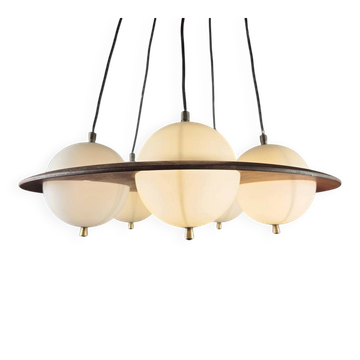 Chandelier en verre de Murano à cinq bras avec volutes, 20e siècle