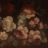 Peinture italienne antique nature morte aux fleurs du XVIIIe siècle