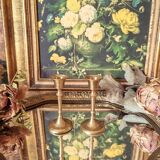 Duo of small brass candlesticks