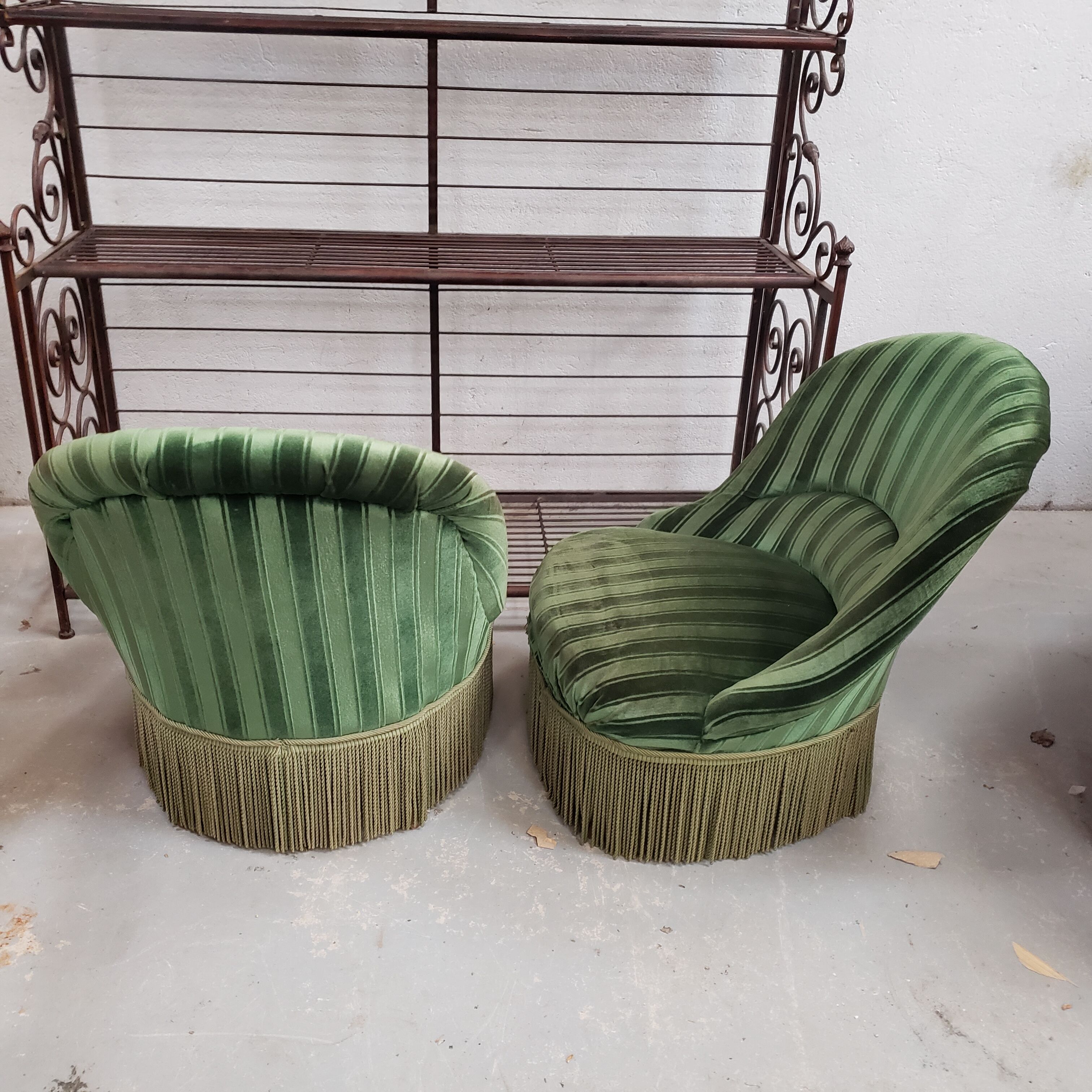 Pair of vintage toad armchairs 50s