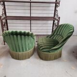 Pair of vintage toad armchairs 50s