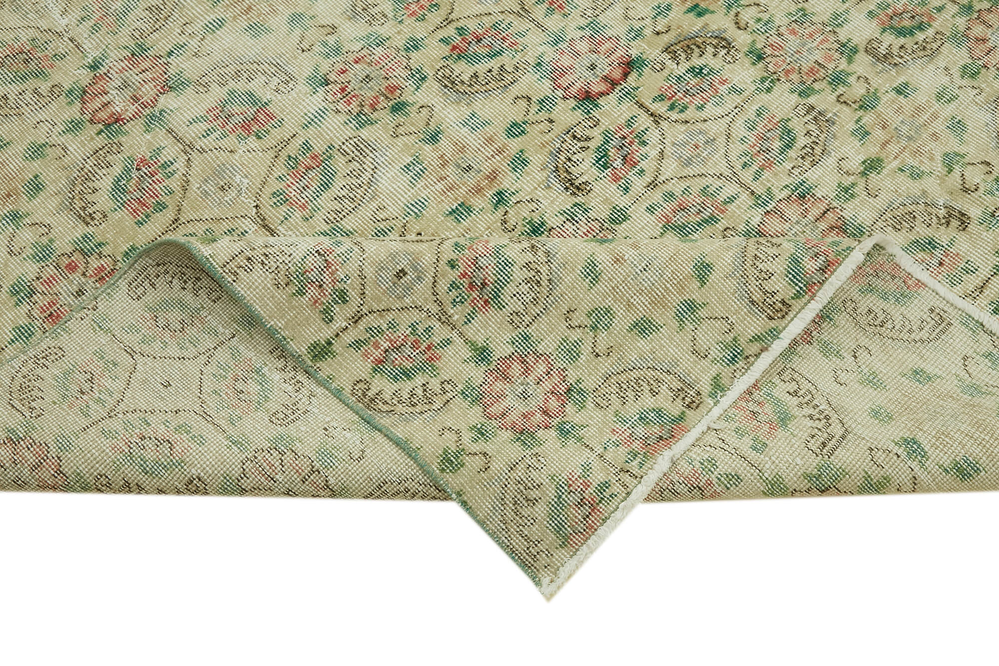 Handmade oriental contemporary 1980s 240 cm x 356 cm beige wool carpet