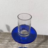 Bougeoir en verre soufflé bleu
