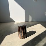 Side table in black petrified wood with light streaks h: 27,5cm d:18,5cm