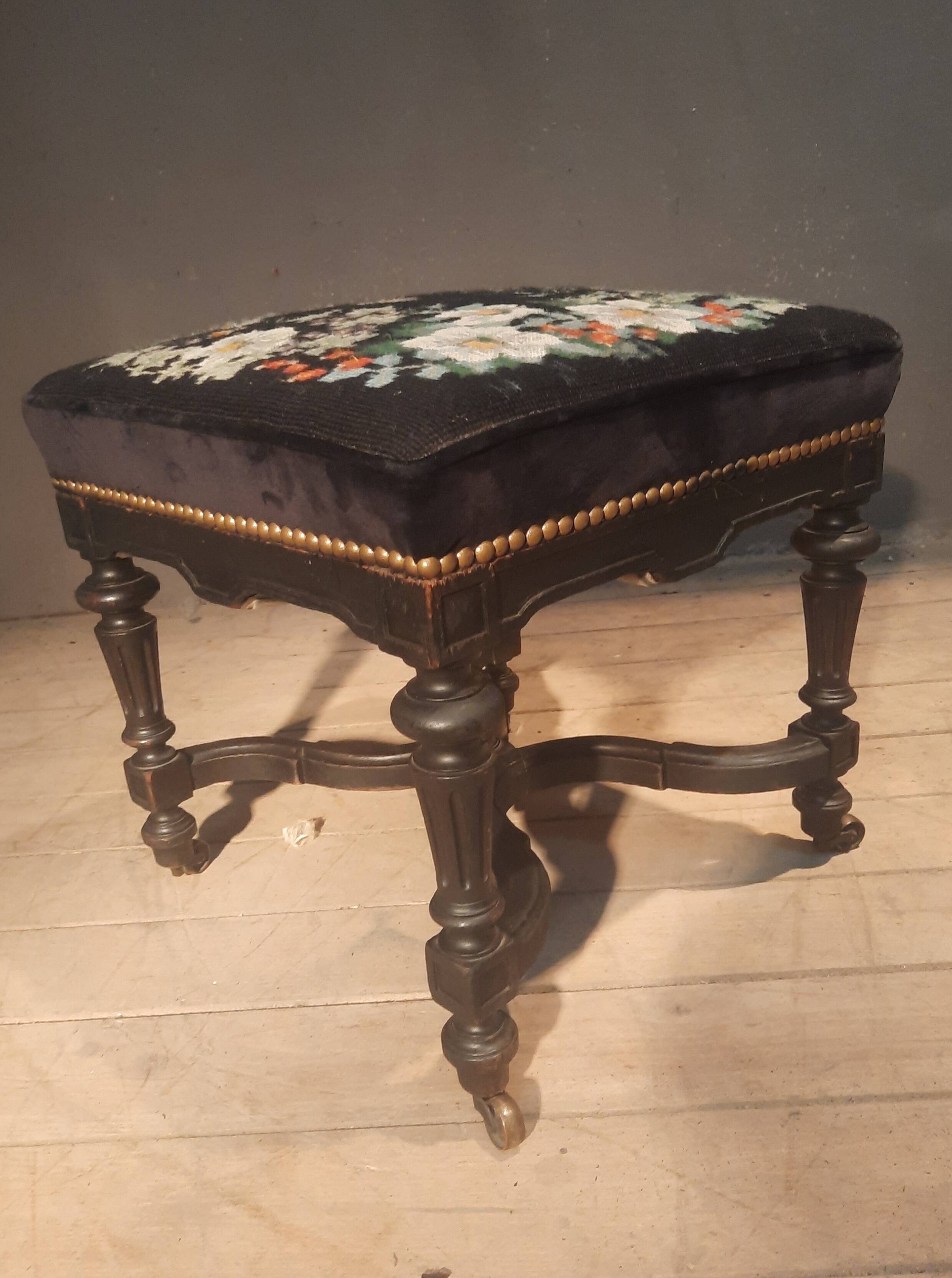 Blackened turned wooden stool '1900'