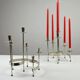 Pair of White Metal “Spiral” Candle holders by Gunnar Ander for Ystad-Metall, Sweden, 1960s