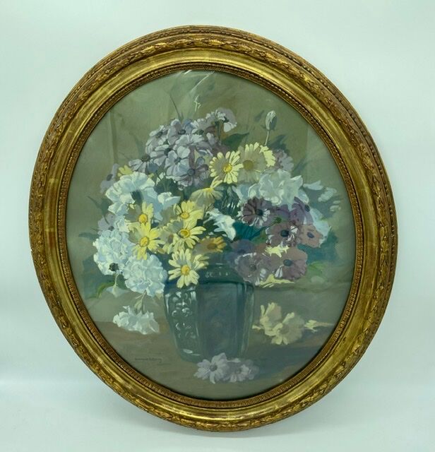 Ancient painting, still life with flowers, 20th century by Georges Ritleng (1875-1972)