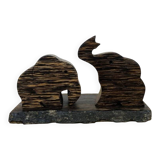 Vintage palm wood elephant salt and pepper shakers.