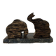 Vintage palm wood elephant salt and pepper shakers.